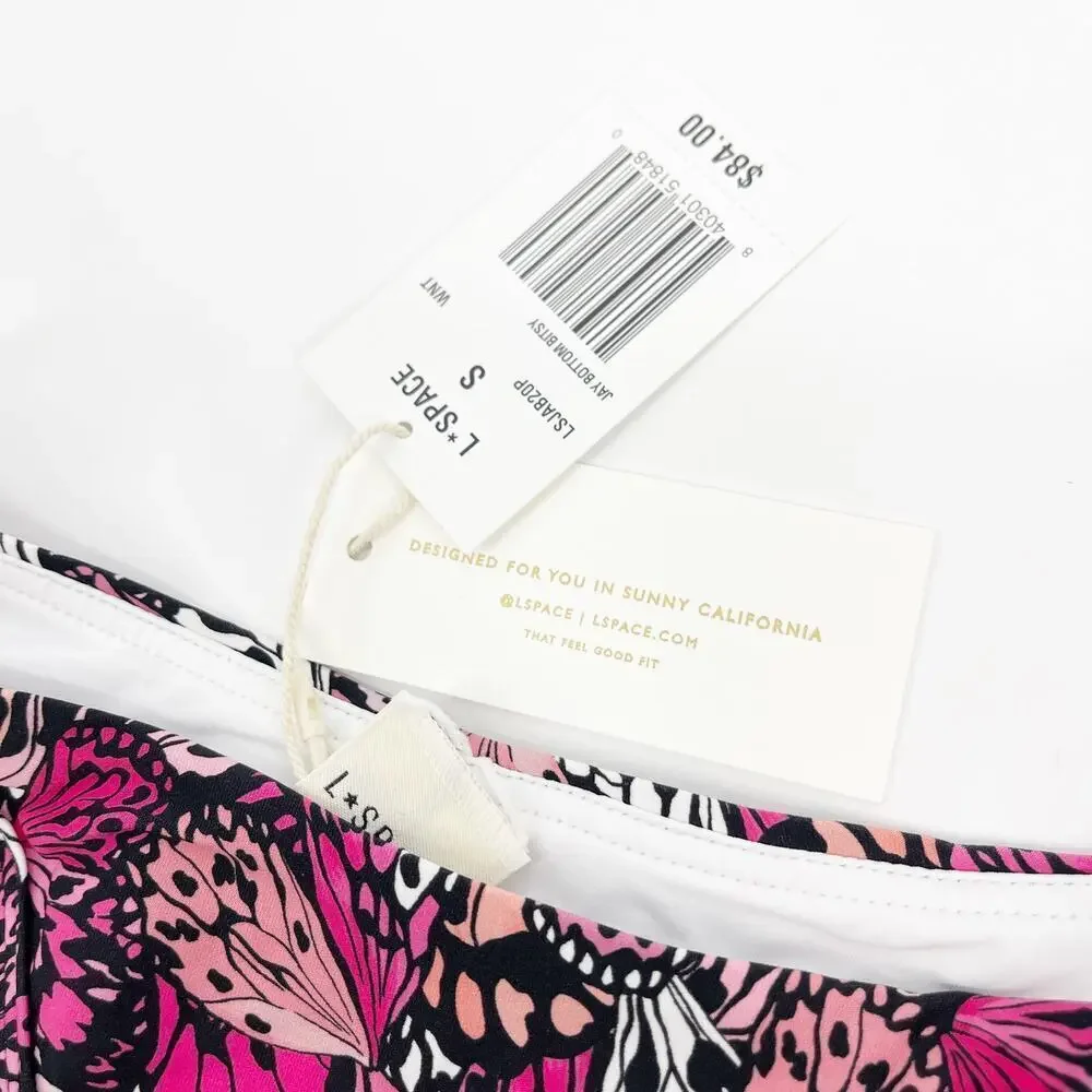 L*Space Jay Bitsy Bikini Bottoms Y2K Butterfly Print Size Small NEW
